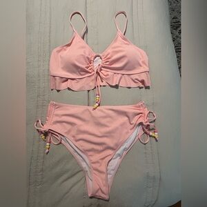 Pink Ruched Bikini Set